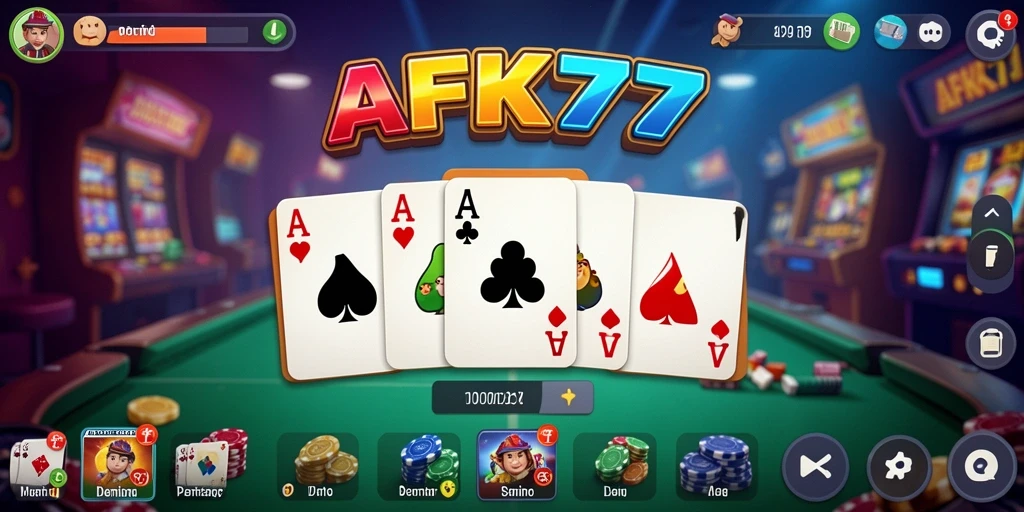 Screenshot utama AFK77 menampilkan permainan Domino yang seru dan interaktif.