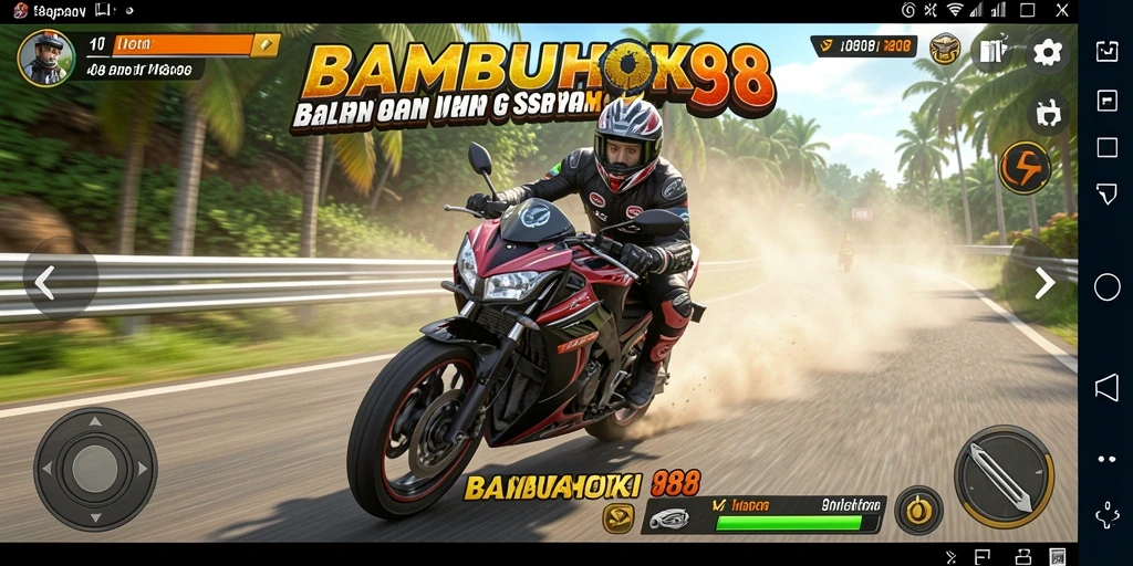 Screenshot menampilkan aksi balapan seru dalam BAMBUHOKI88.