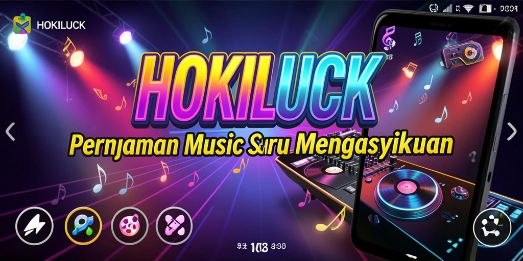 Screenshot gameplay HOKILUCK yang menunjukkan suasana bermain musik.