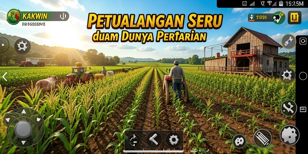 Screenshot gameplay KAKWIN menampilkan aktivitas bertani yang menarik.