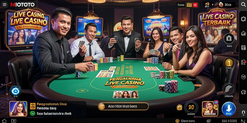 Tampilan gameplay MIOTOTO dengan dealer langsung dan permainan yang menarik.