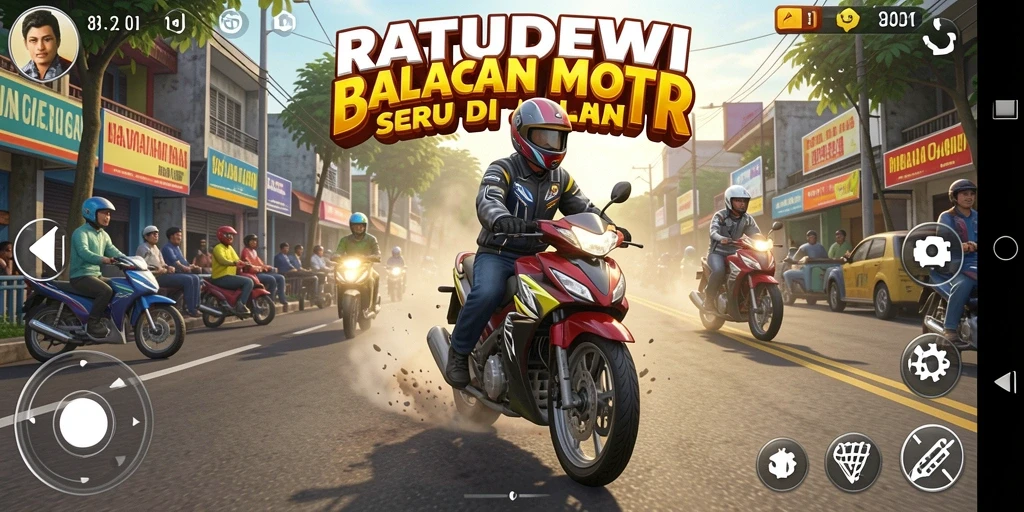 Gameplay menarik dari RATUDEWI yang menunjukkan aksi balapan motor.