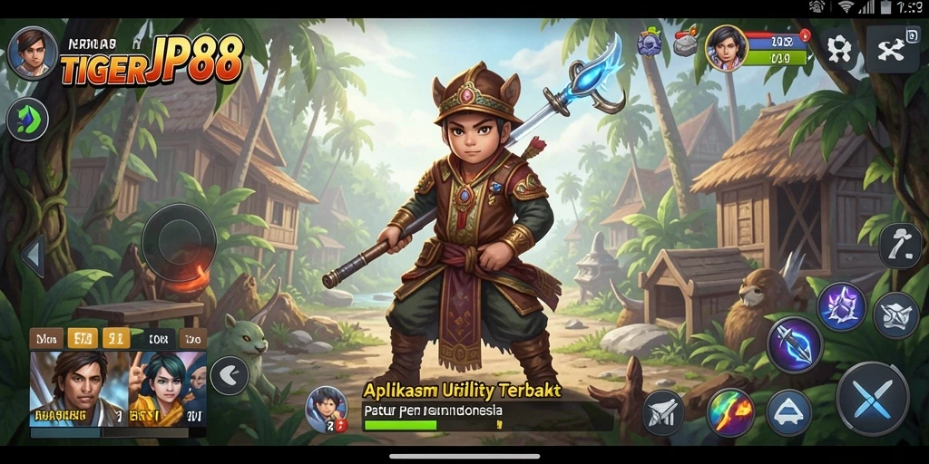 Tampilan utama aplikasi TIGERJP88 dengan berbagai fitur Utility.