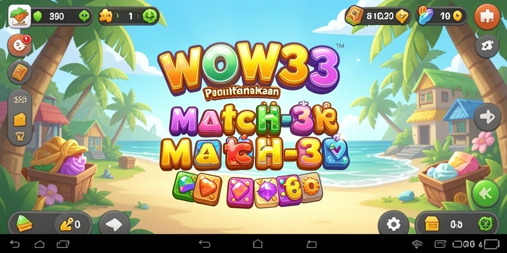 Tampilan gameplay WOW33 dalam keseruan mencocokkan permata.