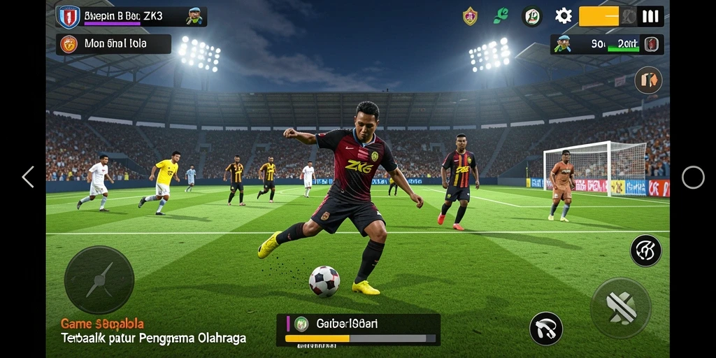 Gameplay menarik ZK3 dengan grafis sepak bola yang realistis.